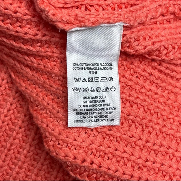 Free People Damsel Orange Flare Sleeve Deep V-Neck Chunky Knit Sweater Medium - Picture 14 of 15